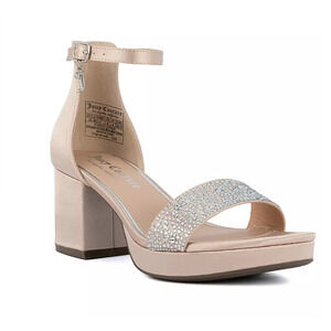 Juicy Couture Shoes Women's Size 10 Satin Block Heel Sandals JC-Nelly Rhinestone